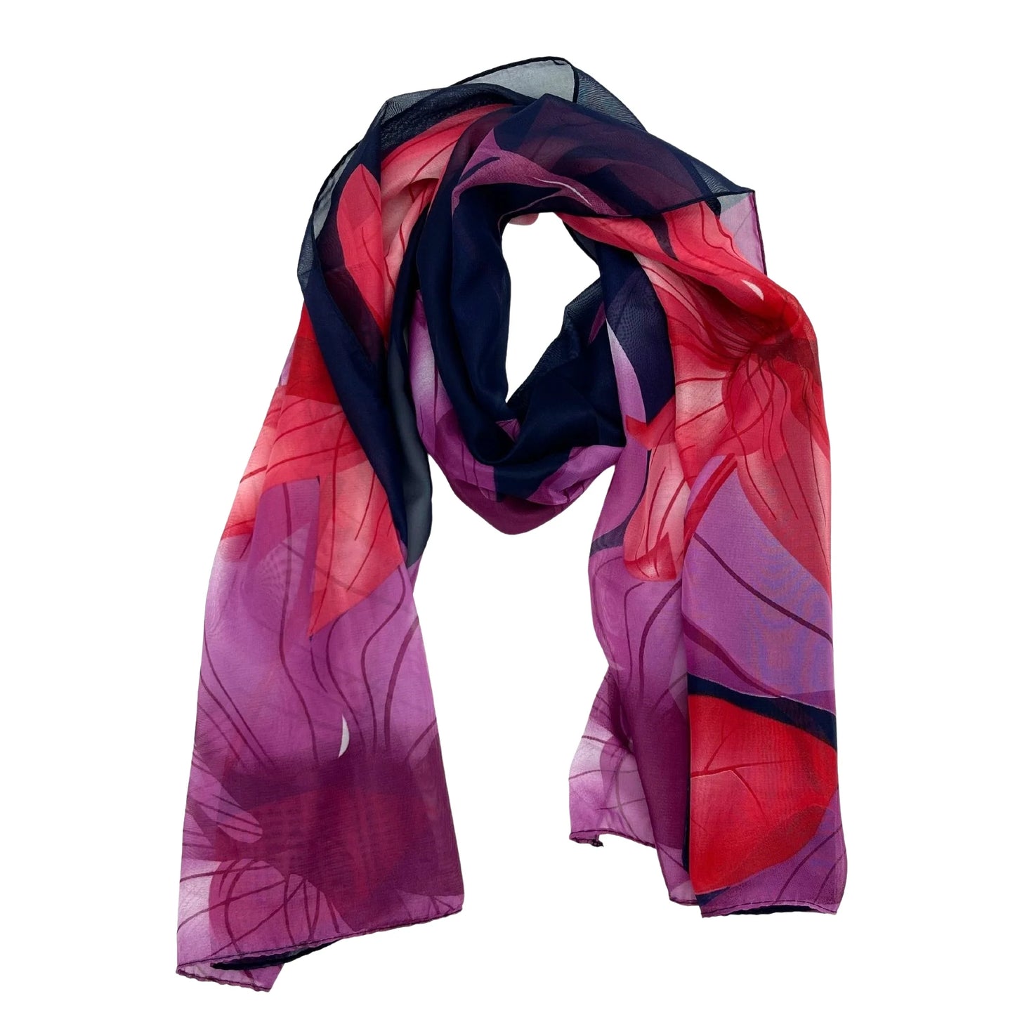 Jacaru Red Purple Black Flower Scarf