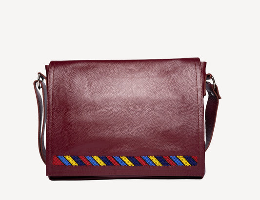 Camel 3008 Beaded | Leather Messenger Bag | Adelphi