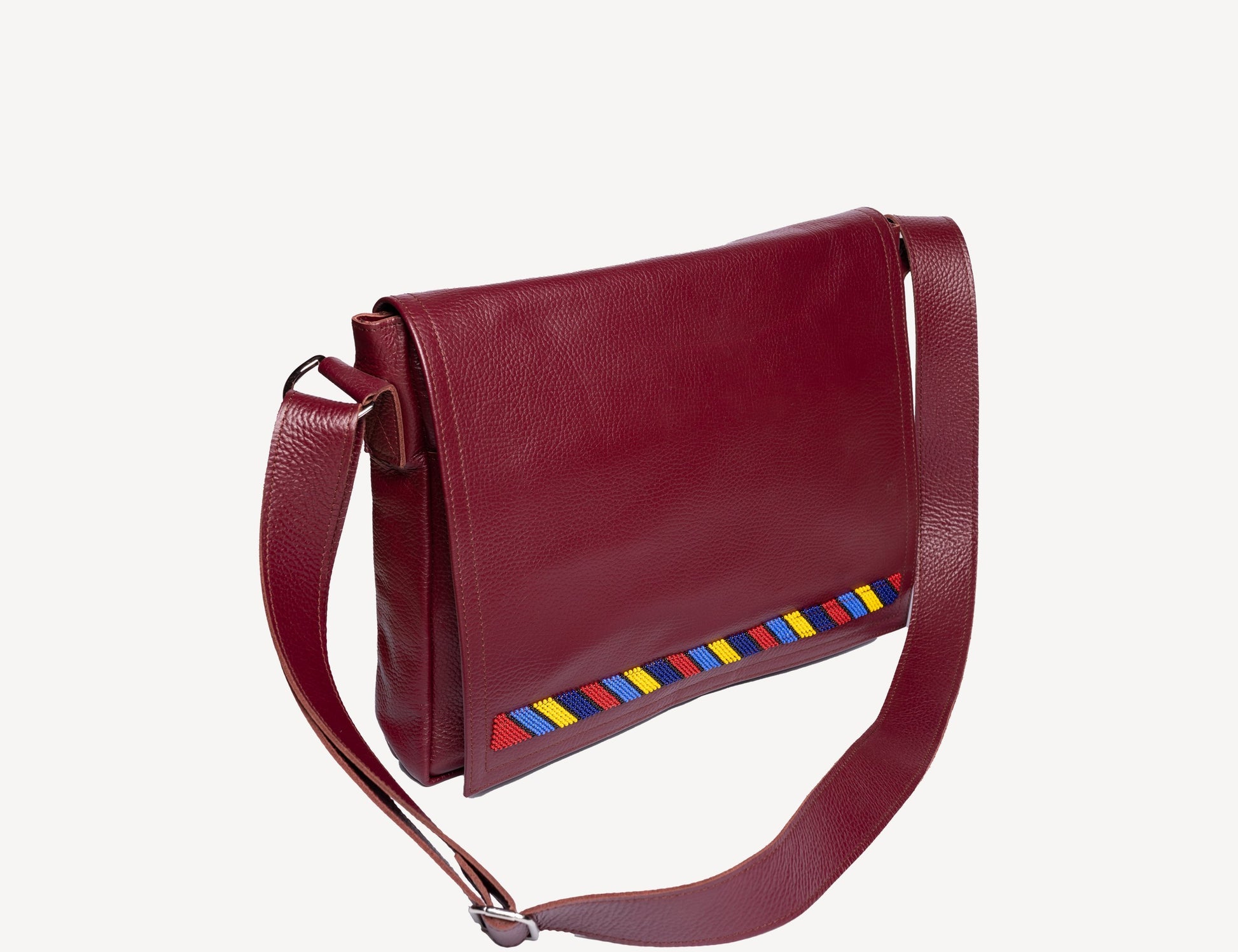 Camel 3008 Beaded | Leather Messenger Bag | Adelphi