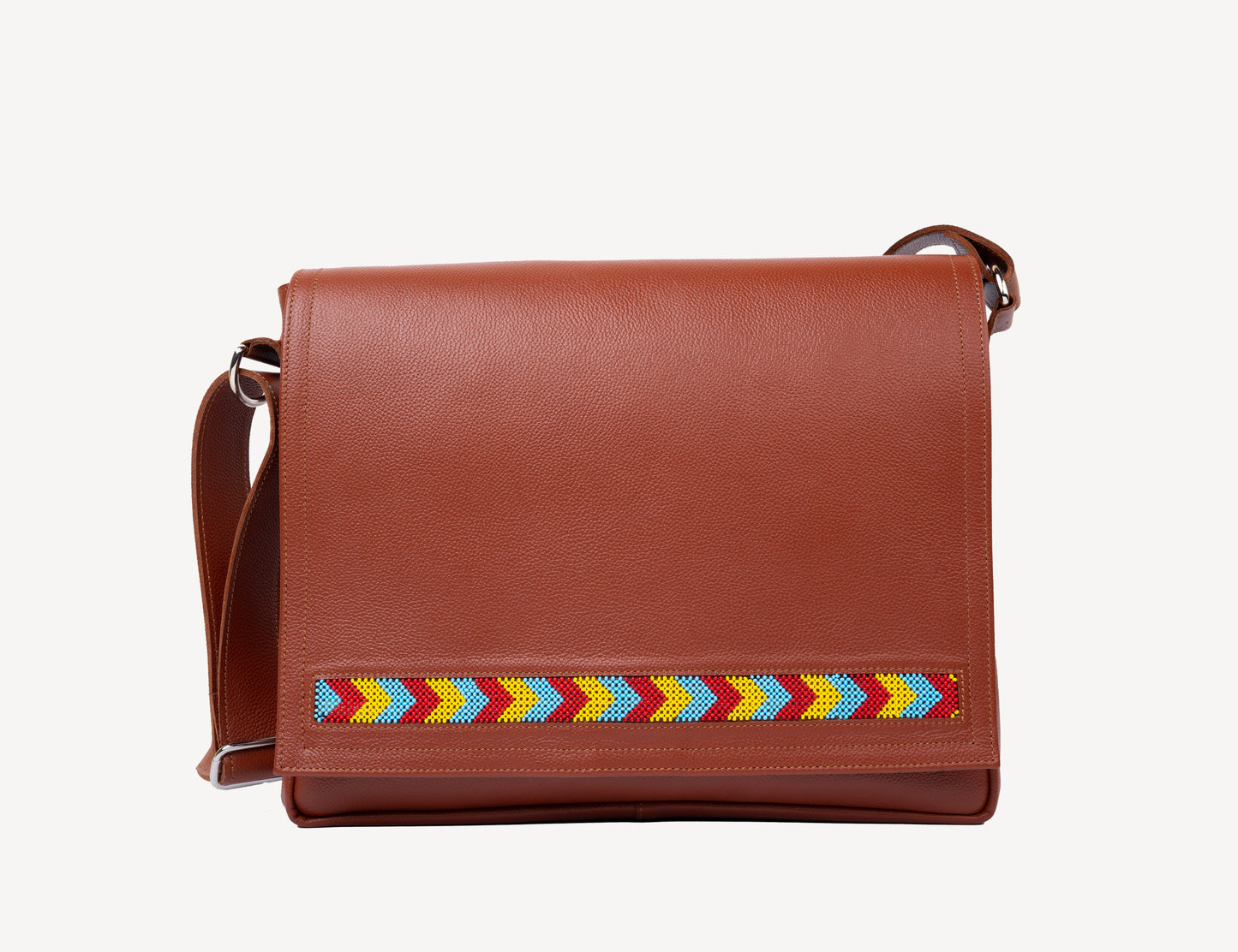 Camel 3008 Beaded | Leather Messenger Bag | Adelphi Kenya