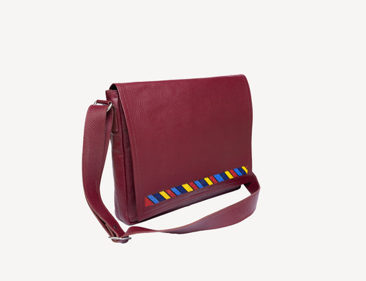 Camel 3008 Beaded | Leather Messenger Bag | Adelphi